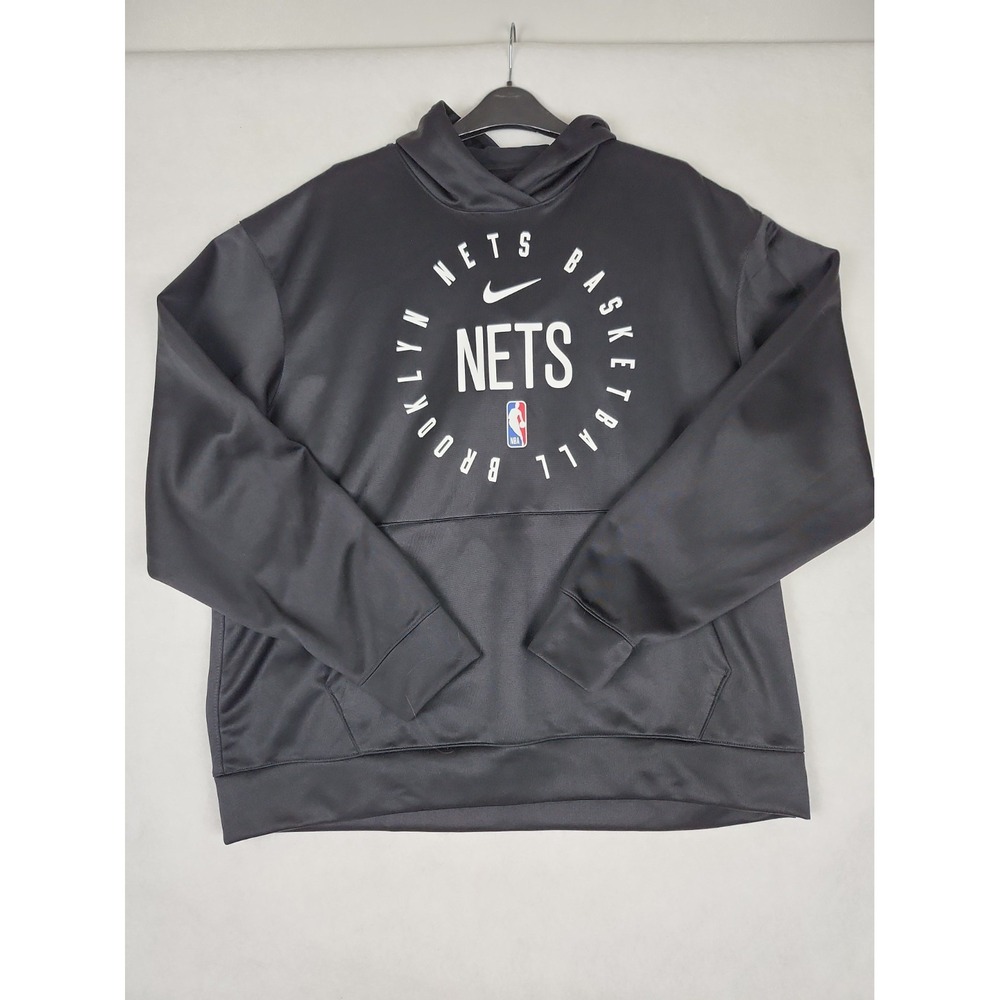 Nike Dri-Fit Hoodie Sweatshirt Brooklyn Nets Basketball Men XL Black Long Sleeve